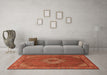 Machine Washable Medallion Orange Traditional Area Rugs in a Living Room, wshtr3559org