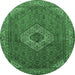 Round Medallion Emerald Green Traditional Rug, tr3559emgrn