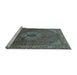 Sideview of Machine Washable Medallion Light Blue Traditional Rug, wshtr3559lblu