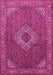 Machine Washable Medallion Pink Traditional Rug, wshtr3559pnk