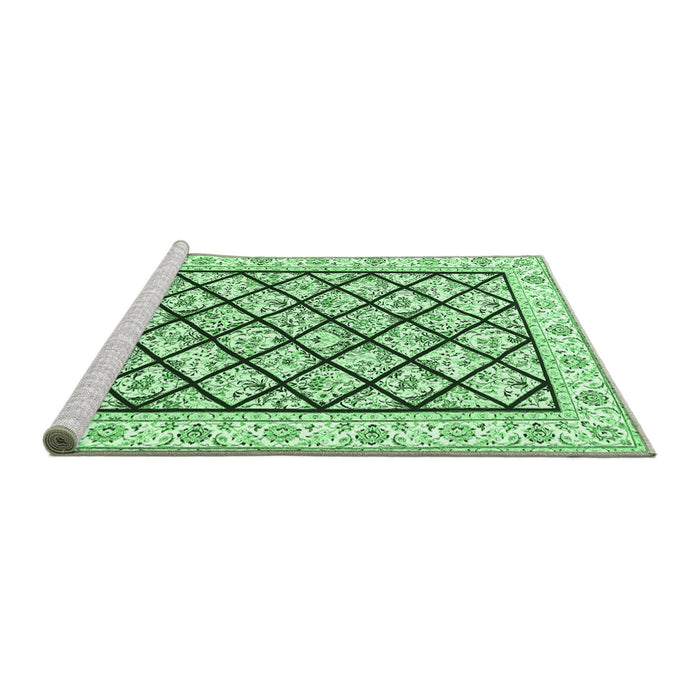 Sideview of Machine Washable Persian Emerald Green Traditional Area Rugs, wshtr355emgrn