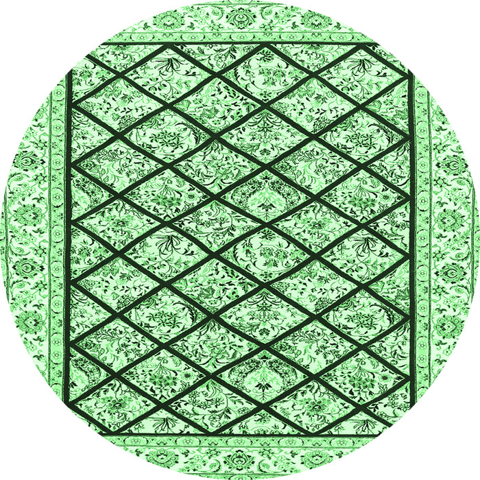 Round Persian Emerald Green Traditional Rug, tr355emgrn
