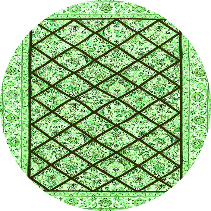 Square Persian Green Traditional Rug, tr355grn