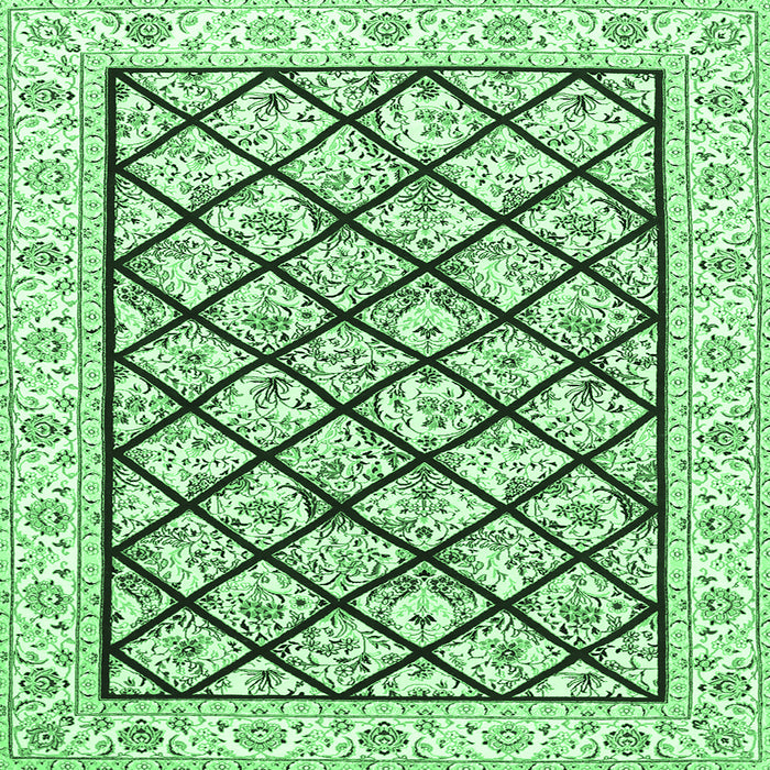 Square Persian Emerald Green Traditional Rug, tr355emgrn