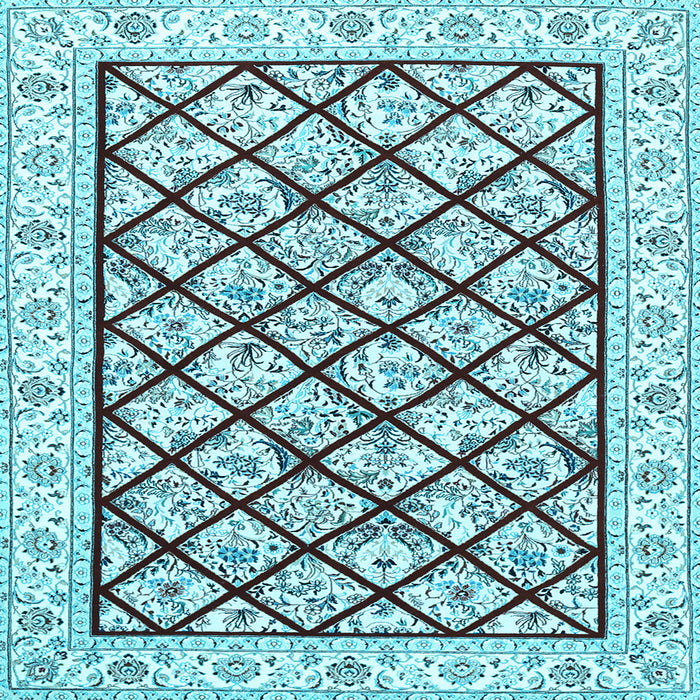 Square Machine Washable Persian Light Blue Traditional Rug, wshtr355lblu