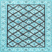 Square Machine Washable Persian Light Blue Traditional Rug, wshtr355lblu