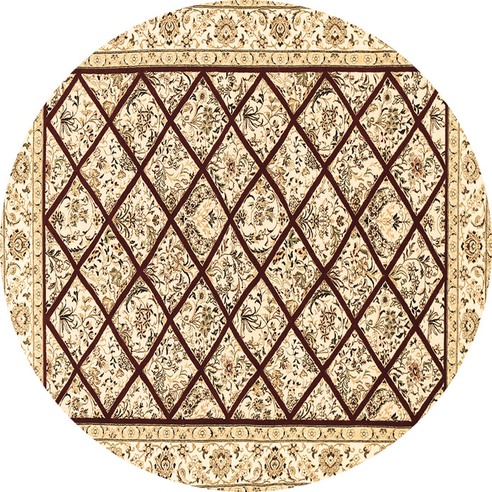 Round Persian Brown Traditional Rug, tr355brn