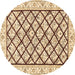 Round Persian Brown Traditional Rug, tr355brn