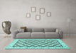 Machine Washable Persian Turquoise Traditional Area Rugs in a Living Room,, wshtr355turq