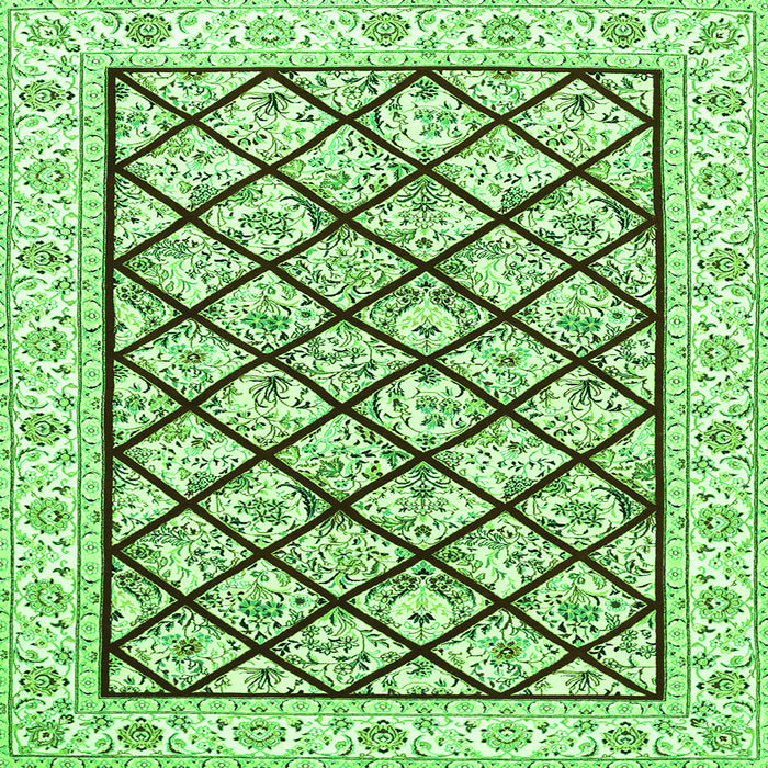 Round Machine Washable Persian Green Traditional Area Rugs, wshtr355grn