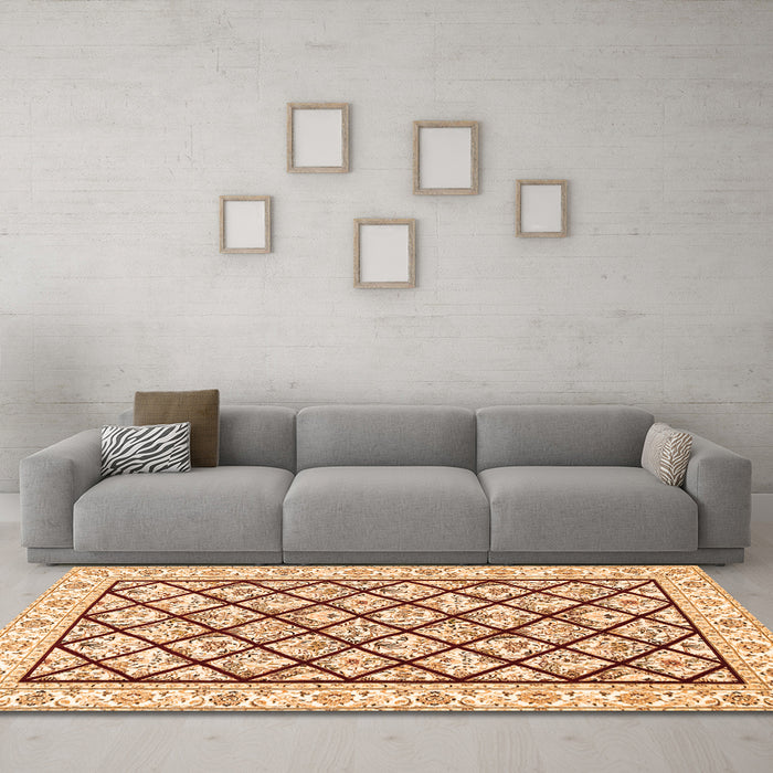 Machine Washable Persian Orange Traditional Area Rugs in a Living Room, wshtr355org