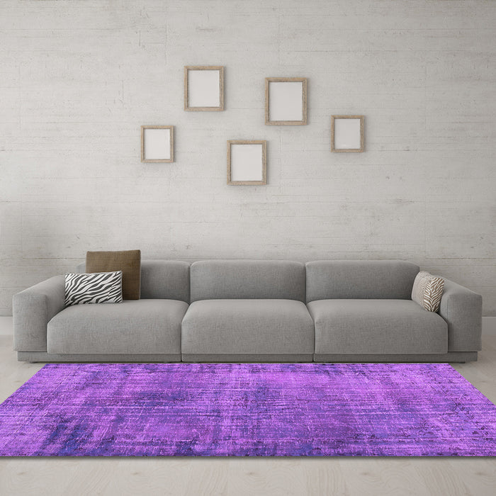 Machine Washable Persian Purple Traditional Area Rugs in a Living Room, wshtr3560pur
