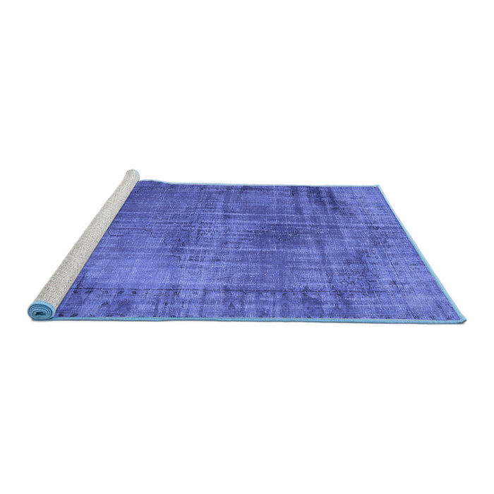 Sideview of Machine Washable Persian Blue Traditional Rug, wshtr3560blu