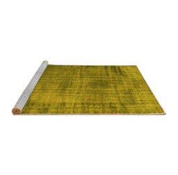 Sideview of Machine Washable Persian Yellow Traditional Rug, wshtr3560yw