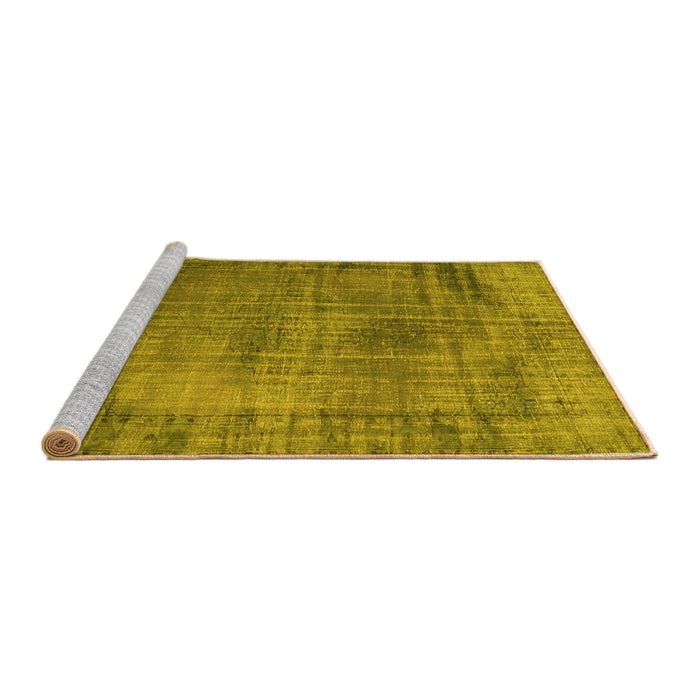 Sideview of Machine Washable Persian Yellow Traditional Rug, wshtr3560yw