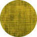 Round Machine Washable Persian Yellow Traditional Rug, wshtr3560yw