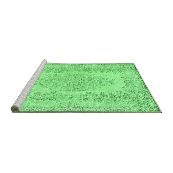 Sideview of Machine Washable Persian Emerald Green Traditional Area Rugs, wshtr3561emgrn