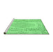 Sideview of Machine Washable Persian Emerald Green Traditional Area Rugs, wshtr3561emgrn