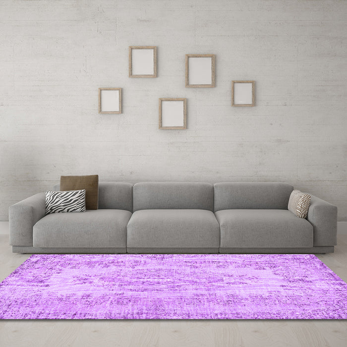 Machine Washable Persian Purple Traditional Area Rugs in a Living Room, wshtr3561pur