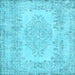 Square Machine Washable Persian Light Blue Traditional Rug, wshtr3561lblu