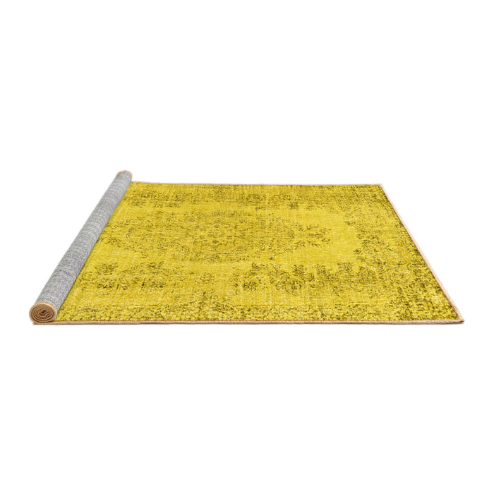 Sideview of Machine Washable Persian Yellow Traditional Rug, wshtr3561yw