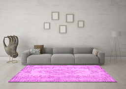 Machine Washable Persian Pink Traditional Rug in a Living Room, wshtr3561pnk