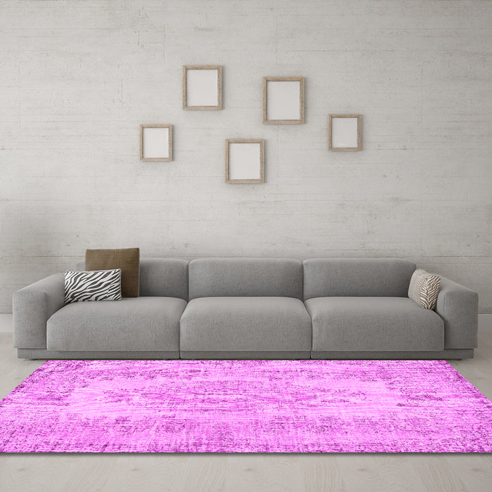 Machine Washable Persian Pink Traditional Rug in a Living Room, wshtr3561pnk