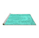 Sideview of Machine Washable Persian Turquoise Traditional Area Rugs, wshtr3561turq