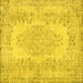 Square Machine Washable Persian Yellow Traditional Rug, wshtr3561yw