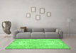 Machine Washable Persian Green Traditional Area Rugs in a Living Room,, wshtr3561grn