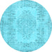 Round Persian Light Blue Traditional Rug, tr3561lblu