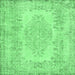 Square Machine Washable Persian Emerald Green Traditional Area Rugs, wshtr3561emgrn