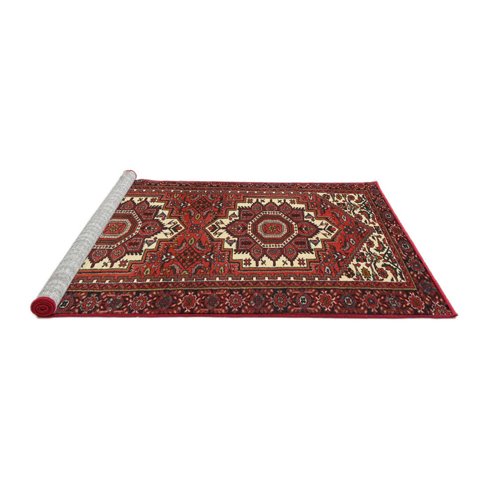 Sideview of Machine Washable Traditional Rust Pink Rug, wshtr3562