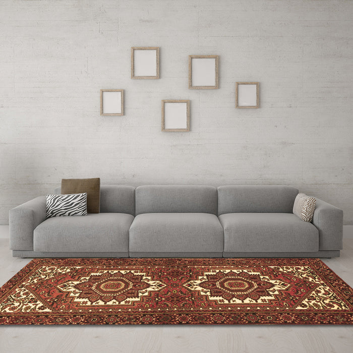 Machine Washable Persian Brown Traditional Rug in a Living Room,, wshtr3562brn