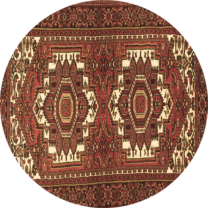 Round Persian Brown Traditional Rug, tr3562brn
