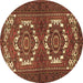 Round Persian Brown Traditional Rug, tr3562brn