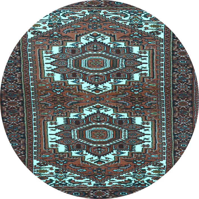 Round Persian Light Blue Traditional Rug, tr3562lblu