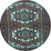 Round Persian Light Blue Traditional Rug, tr3562lblu