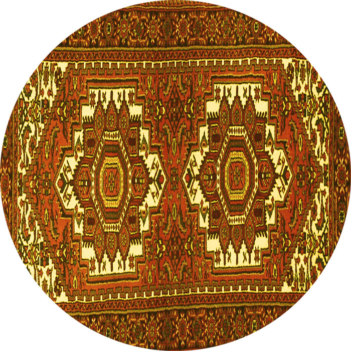 Round Persian Yellow Traditional Rug, tr3562yw