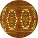 Round Persian Yellow Traditional Rug, tr3562yw