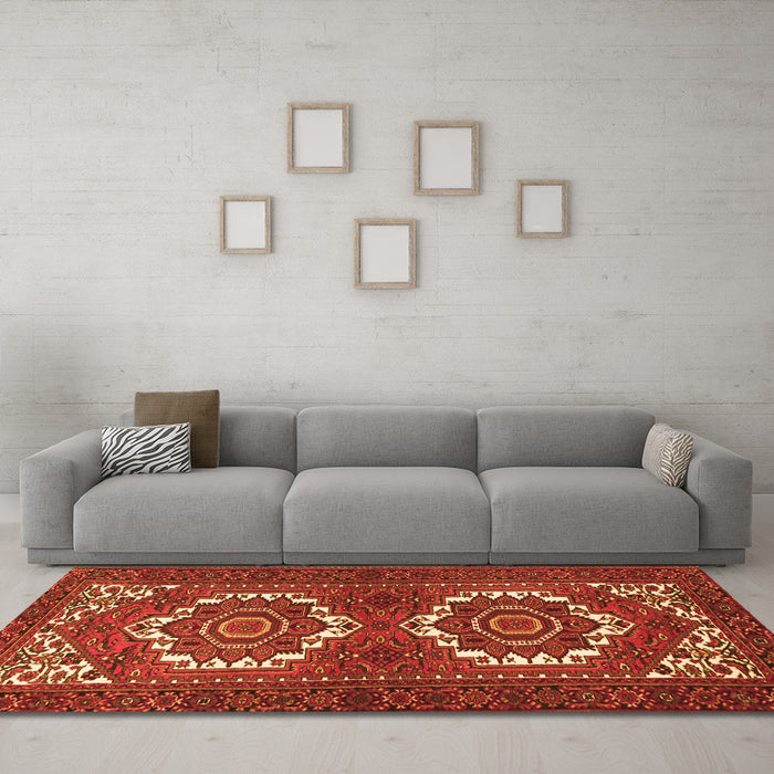 Machine Washable Persian Orange Traditional Area Rugs in a Living Room, wshtr3562org