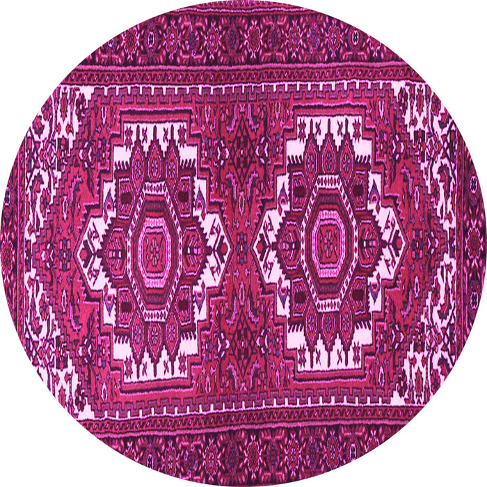 Round Machine Washable Persian Pink Traditional Rug, wshtr3562pnk