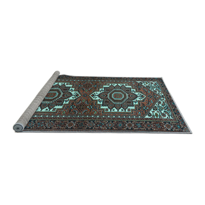Sideview of Machine Washable Persian Light Blue Traditional Rug, wshtr3562lblu