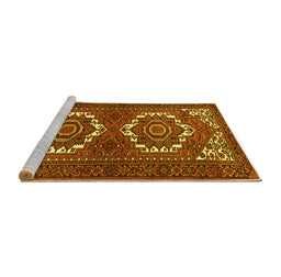 Sideview of Machine Washable Persian Yellow Traditional Rug, wshtr3562yw