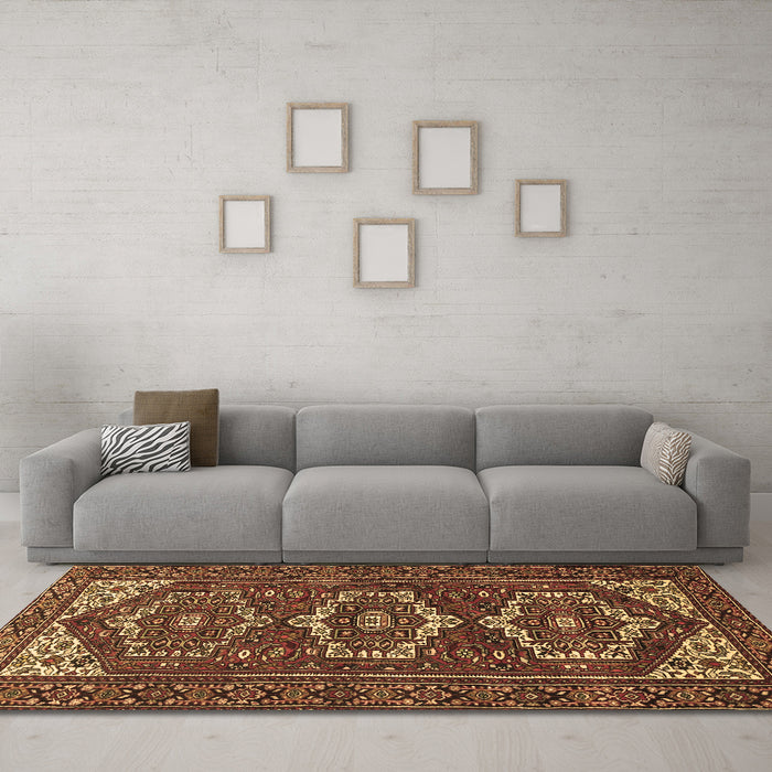 Machine Washable Persian Brown Traditional Rug in a Living Room,, wshtr3563brn