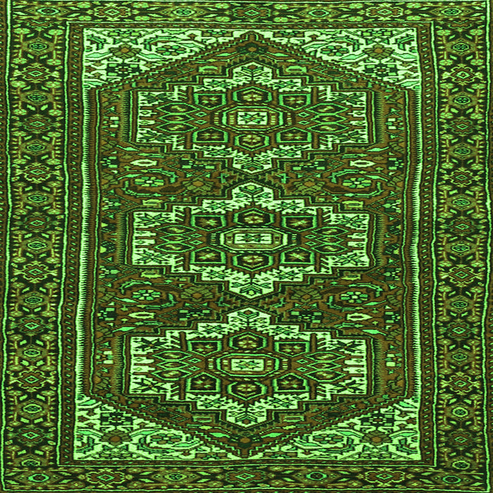Round Machine Washable Persian Green Traditional Area Rugs, wshtr3563grn