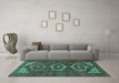 Machine Washable Persian Turquoise Traditional Area Rugs in a Living Room,, wshtr3563turq