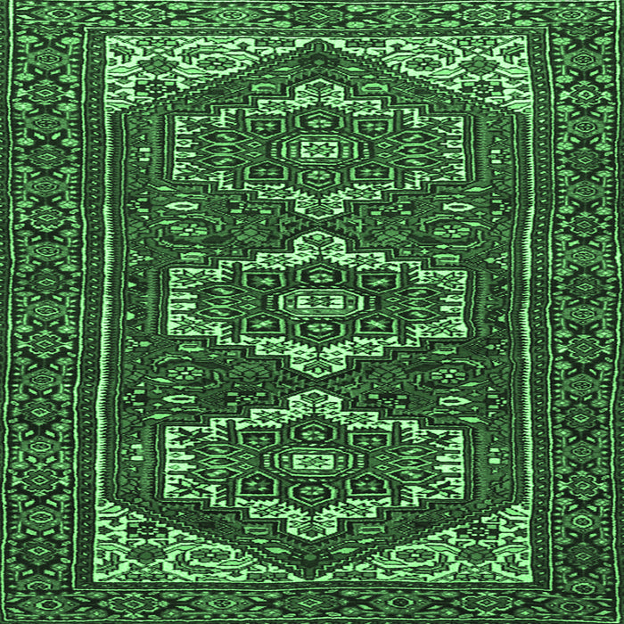 Square Machine Washable Persian Emerald Green Traditional Area Rugs, wshtr3563emgrn