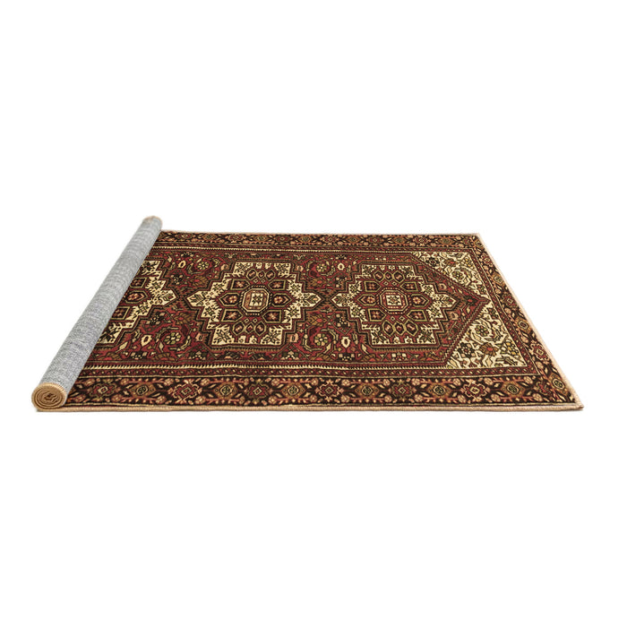 Sideview of Machine Washable Persian Brown Traditional Rug, wshtr3563brn