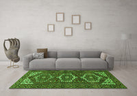 Machine Washable Persian Green Traditional Rug, wshtr3563grn